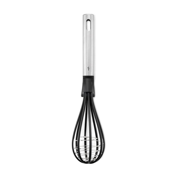 Starfrit Gourmet STEEL Fouet En Nylon, Résistant À La Chaleur, Sécuritaire Pour Antiadhésif, Manche En Acier Inoxydable, Fouet Trois Ballons Efficace, Support Intégré, Va Au Lave-Vaisselle