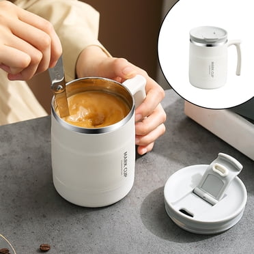 Hot6sl Home,Garden Coffee Mug with Handle,Portable Insulated Mug with Lid and Spoon,Double Layer Stainless Steel,Suitable for Office Use,Travel Coffee Mug