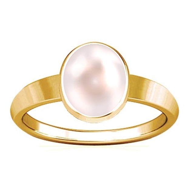 Divya Shakti Bague Design Simple 9.25-9.50 Carats Perle Panchadhatu (Moti/Mukta Panchadhatu Design Simple)(4.25)