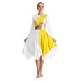 thumbnail image 3 of RUNQHUI Women's Metallic Gold Color Block Liturgical Praise Dance Dresses Church Robe Worship Skirt Yellow XXL, 3 of 7