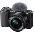 thumbnail image 2 of Sony Alpha ZV-E10 Mirrorless Vlog Camera With 16-50mm Lens + Two Pack 128GB Memory Card + Flash + Tripod + Backpack + ZeeTech Accessory Bundle (Black), 2 of 7