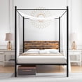 thumbnail image 2 of Gymax Full Size 4-Post Canopy Bed Frame Rustproof Metal Noise-free with Foot Pads, 2 of 10