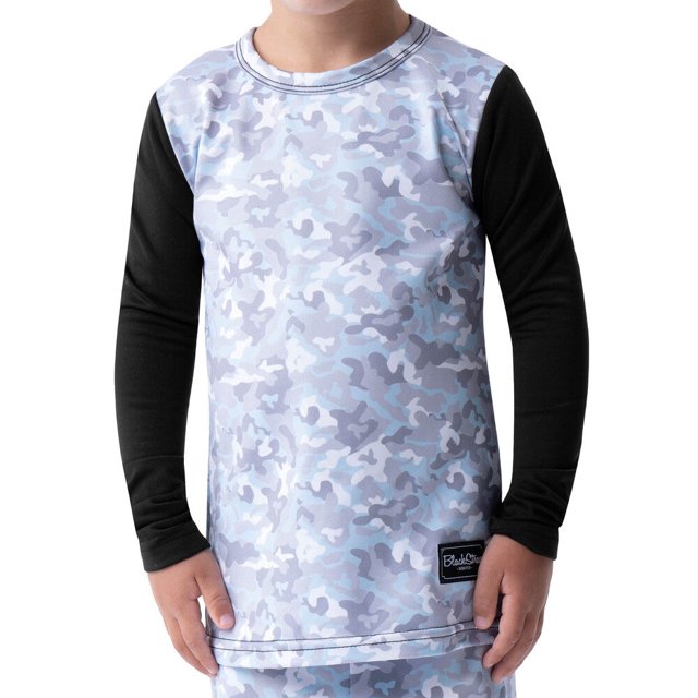 BLACKSTRAP Kid's Therma Crew Baselayer Top Mountain Camo Blue, XL