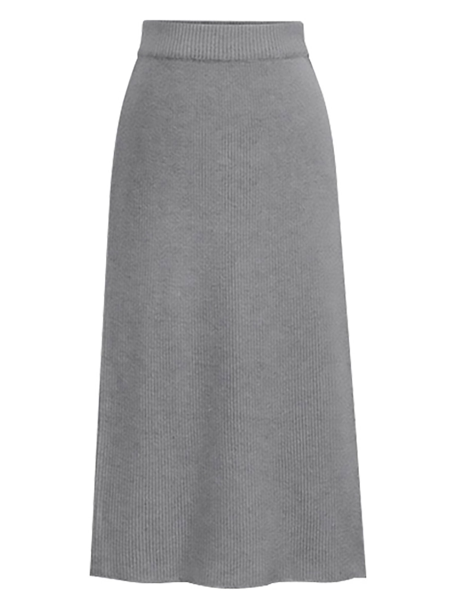 Innerwin Jupe Midi Tricotée Taille Haute pour Femmes, Gris Clair, TG