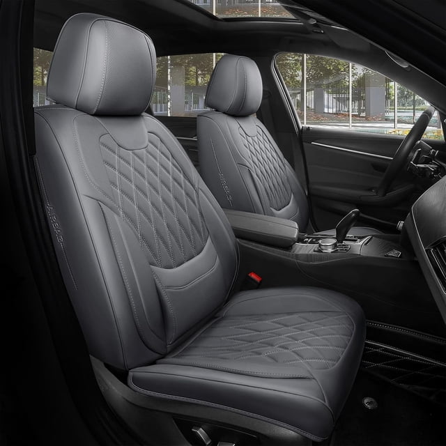Car Seat Covers Full Set Faux Nappa Leather Seat Covers for Cars Breathable Front Seats with Lumbar Support and Rear Fit for Automotive Sedans SUVs Pickups