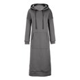 thumbnail image 4 of Fshaion Robe d'Été pour Femmes 2024 Grande Taille Col Rond Hiver Chaud Couleur Manches Longues avec Poches Robe Longue en Liquidation à Moins de 10!, 4 of 6