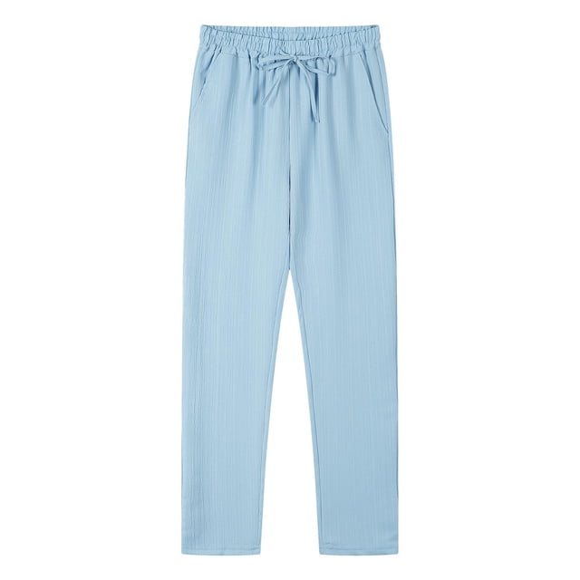 WRKEKC Casual Pants for Men Spring Fall Fashion Solid Color Drawstring Elastic Waist Long Pants for Daily Casual Outings Lounge Wear