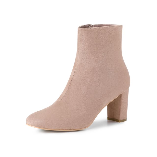 Unique Bargains Bottines à Talon Épais à Fermeture Éclair pour Femmes
