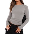 thumbnail image 3 of T-Shirts pour Femmes 2025, T-Shirts Femmes, T-Shirt à Col Montant Rond Uni pour Femmes T-Shirt à Col pour Dames T-Shirt de Compression Chaud pour Femmes T-Shirt Ajusté à Manches Longues Manches Longues Femmes Course, 3 of 9