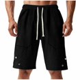 thumbnail image 2 of Amzcrzy Mens Shorts Cargo Shorts for Men Shorts for Men Man Solid-Color Casual Large-Pocket Button Drawstring Elastic-Waist Shorts Cargo Pants Half Shorts Pants Mens Cargo Shorts Mens Shorts Casual, 2 of 7