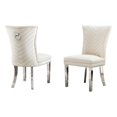 thumbnail image 1 of Set of 2 Cream Velvet Upholstered Side Chairs with Stainless Steel Legs and Ring, 1 of 2