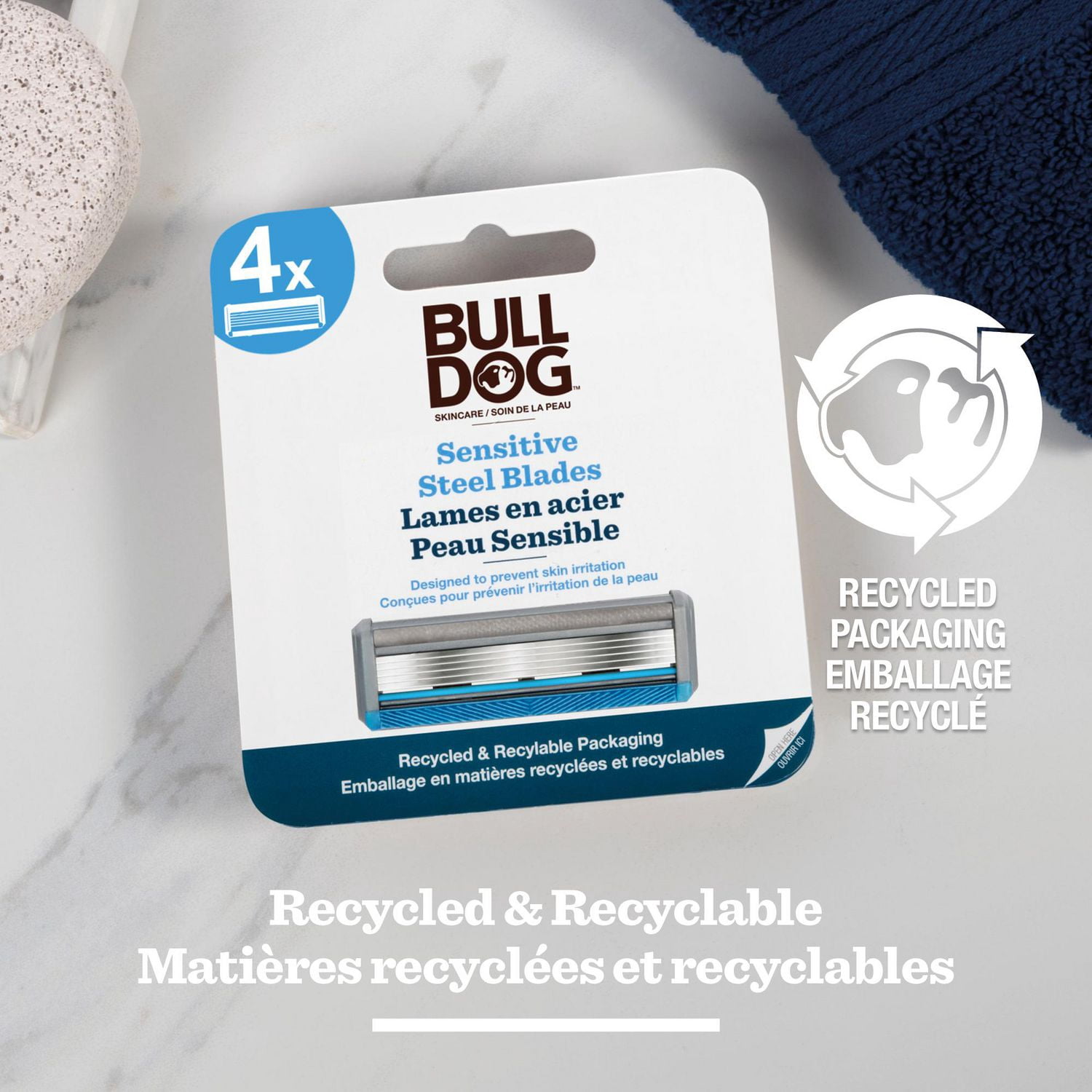 Bulldog Skincare for Men Sensitive Razor Refills - 4 count