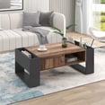 thumbnail image 1 of Wood Coffee Table with Storage, 43.5" Brown Coffee Table with 1 Drawers and Open Storage Space, Mid Century Center Table for Living Room, 1 of 6