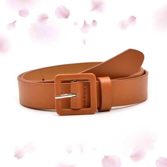 Faux Leather Women's Belt Women's Fashion Solid Color Small Square Button Versatile Decorative Jeans Clothing Accessories Belt Belt mens belt Brown