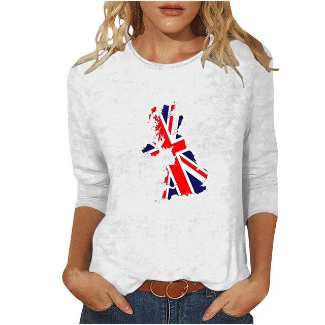 Chemises pour Femmes Blouses à Manches 3/4 pour Femmes Chemise à Imprimé Vintage Décontractée Blouse à Manches 3/4 à Col Rond Tunique Bohème, Blouses pour Femmes, Blouses pour Femmes