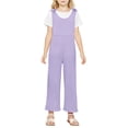 thumbnail image 2 of MIASHUI Girl's Jumpsuits Summer Sleeveless Overalls Kids Round Neck Long Pants Rompers,Purple,9-10 Years, 2 of 5