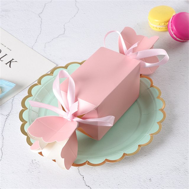 Suncoda Candy Casket, Red Striped Candy Box European Style Wedding Gift Packaging Flower Vase Shaped Paper Box Christmas Candy Box