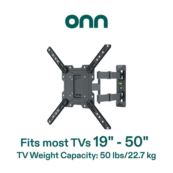 onn. 19 in.–50 in./48.26 cm–127 cm Full Motion TV Wall Mount, UL Listed