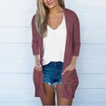 thumbnail image 3 of Womens Soft Button Down Cardigan Long Sleeve Light Weight Shirts Jacket Comfy Loose Fall Lounge Wear Tops Wine, 2XL, 3 of 7