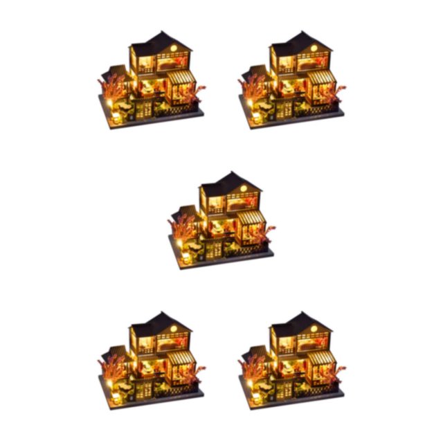 mmirethe Safe And Fun Wooden Doll House With Furniture And LED Light For Kids Innovative Innovative Room TC14 5Set