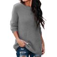 thumbnail image 2 of Innerwin Hauts en Tricot Manches Longues Femme Chandail Décontracté Col Rond Tunique Ample Blouse Gris XXXS, 2 of 7