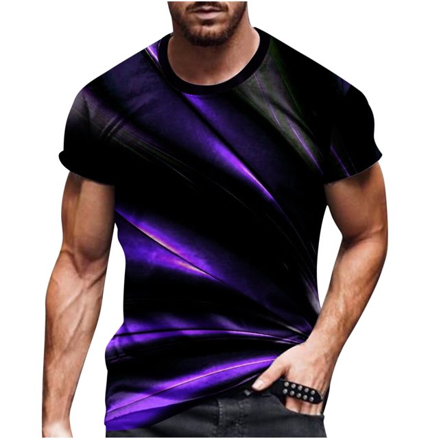 Into the Am Chemises Hommes Décontracté Col Rond Impression Numérique 3D Chandail Entraînement Physique Sport Manches Courtes T-Shirt Blouse