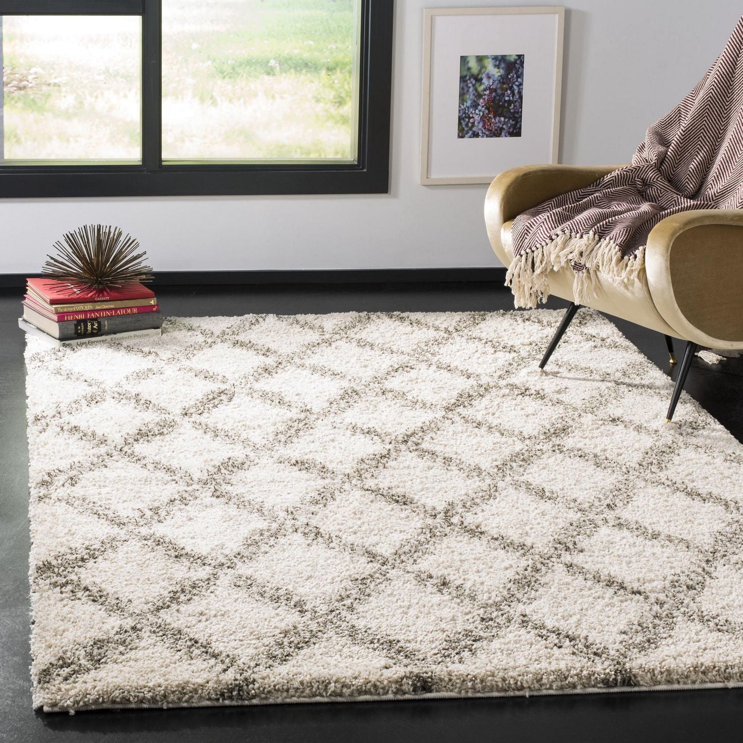 Safavieh Hudson Franklin Tapis Géométrique Diamants Shag
