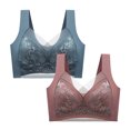 thumbnail image 1 of Timegard 2pc Lace Bras for Women Plus Size Full Coverage Mesh High Support Breathable Comfort Seamless Bra, 1 of 6