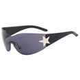 thumbnail image 2 of Fashion Men Women Star Wrap Around Sunglasses Cycling Rimless Futuristic Sunglasses, 2 of 7