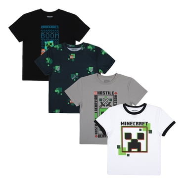 Minecraft Creeper Themed 4 Pack Kids T-Shirts