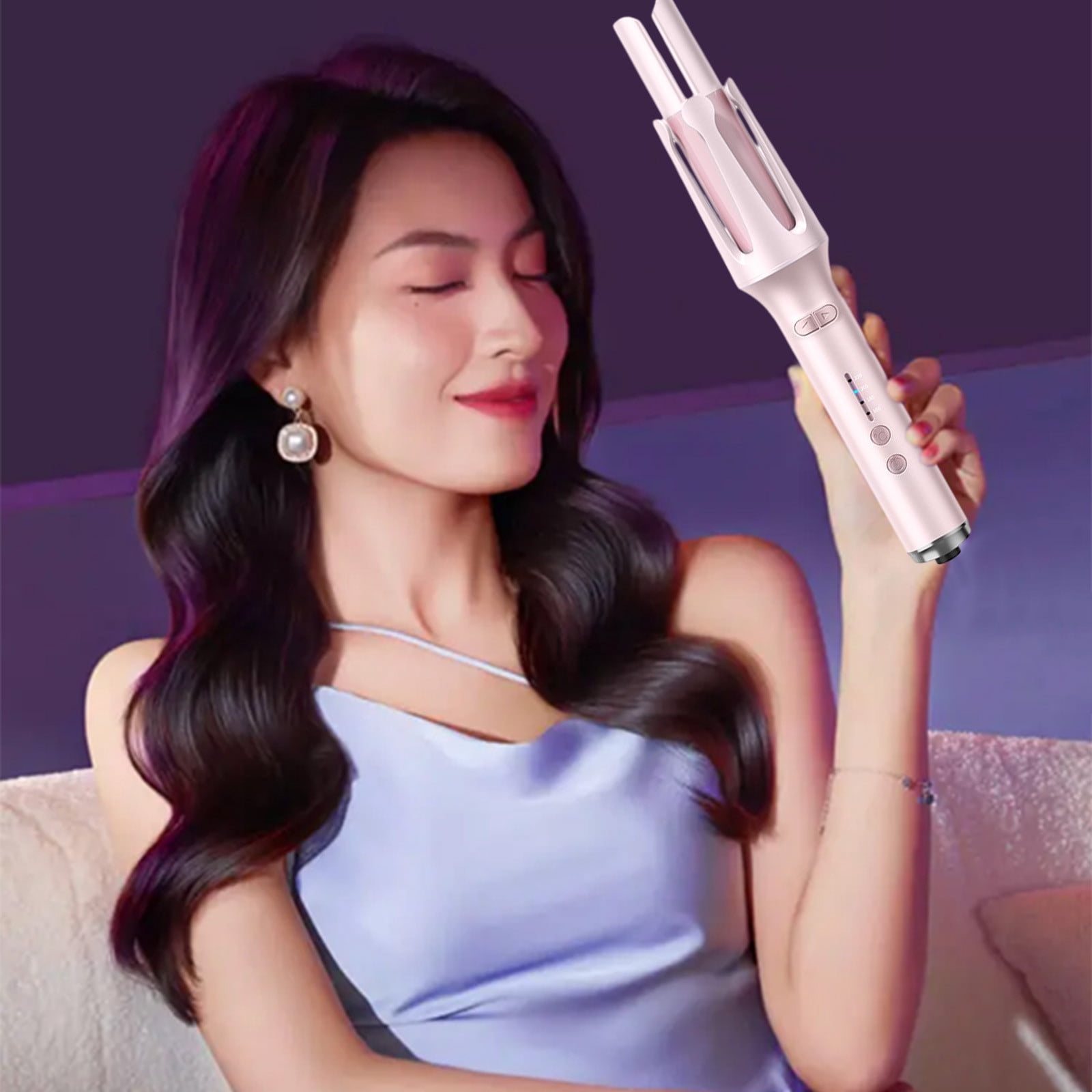 mtvxesu Travel Curling Iron, 32mm Automatic Curling Iron Easy-to-Use Travel Automatic Curling Iron, Fast Heating Auto Rotating Curing Wand for Curls Waves,4 Tunable Temps Auto Shut-Off