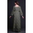 thumbnail image 3 of Bimba Robe Maxi à Manches Longues pour Femmes en Georgette Mousse Imprimée de Baies Bleues et d'Oiseau Flowerpecker - Grande, 3 of 5
