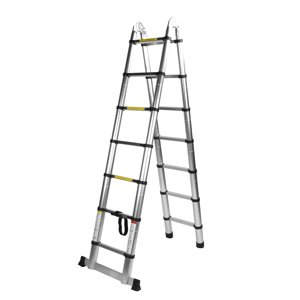 Henmomu Échelle pliable, Écheau multi-usages,4.4M Échelle télescopique en alliage d'aluminium Écheau d'extension multi-usages pliable 150Kg Capacité de détention