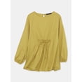 thumbnail image 1 of ZANZEA Chandail à Col Rond à Manches Longues pour Femmes, Haut, Blouse à Laçage avec Garniture Plissée, 1 of 5