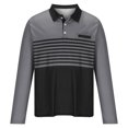 thumbnail image 4 of RXIRUCGD Hommes Décontracté Uni à Rayures à Boutons Manches Longues Col Rabattu Blouse Chemise Hauts, Gris, Taille : M, 4 of 6