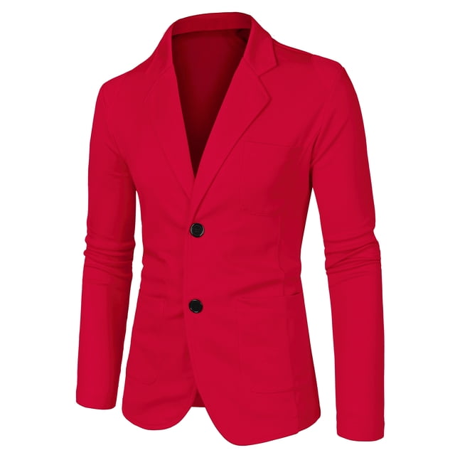INSPIRE CHIC Men's Notched Lapel Long Sleeve Knit Blazer with Pockets