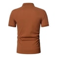 thumbnail image 3 of DPTALR Hommes Décontracté Uni Col Rabattu Chandail Patchwork Fermeture Éclair Manches Courtes Blouse, 3 of 5