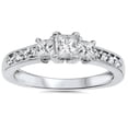 thumbnail image 1 of 1/3ct Three Stone Princess Cut Diamond Engagement Ring 14K White Gold, 1 of 2