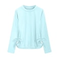 thumbnail image 3 of Sunnyoo T-Shirt Décontracté pour Grandes Filles à Manches Longues, Col Rond, Froncé avec Nœud, Tailles 3-14, 3 of 7
