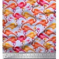 thumbnail image 1 of Soimoi Viscose Chiffon Fabric Flamingo Bird Print Sewing Fabric Yard 42 Inch Wide, 1 of 3