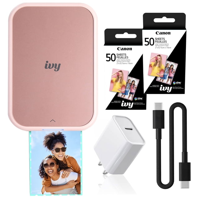 Canon IVY 2 Mini Imprimante Photo Rose, Bluetooth Portable, 2x Papier ZINK 50 Feuilles (Modèle International)