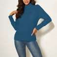 thumbnail image 2 of Lenpel Women's Turtleneck Sweaters Lightweight Long Sleeve Slim Ribbed Knit Pullover Tops Fall Fashion Outfits(Blue,X-Large), 2 of 5