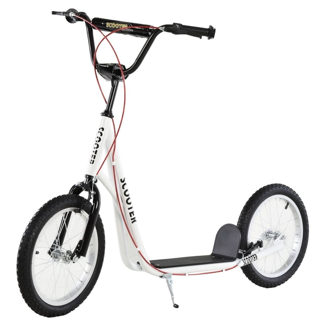 Aosom Trottinette, Jouet à Chevaucher pour Enfants avec Roue Gonflable de 16 Pieds', Blanc.