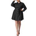 thumbnail image 2 of GRACE & GRANDEUR Robe-Chemise en Denim à Manches Longues à Boutons pour Femme Grande Taille Noire 4X, 2 of 5