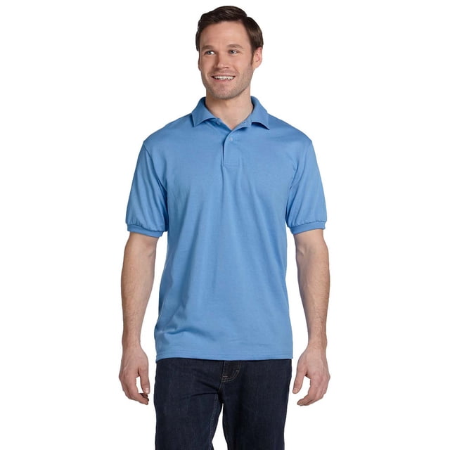 Hanes 054 EcoSmart Polo pour Hommes - Bleu Caroline - Grand