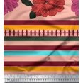 thumbnail image 3 of oneOone Polyester Lycra Fabric Stripe & Floral Panel Decor Fabric Printed BTY 56 Inch Wide, 3 of 3