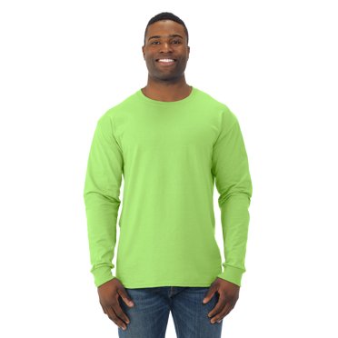 Jerzees Mens DRI-POWER Active Long Sleeve Crew T-Shirt, 3X, Neon Green