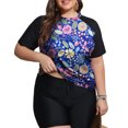 thumbnail image 2 of FOLUNSI Womens Plus Swimsuits 2 Piece Rash Guard Raglan Short Sleeve with Boyshorts Surfing Swimwear 0X-5X, 2 of 5