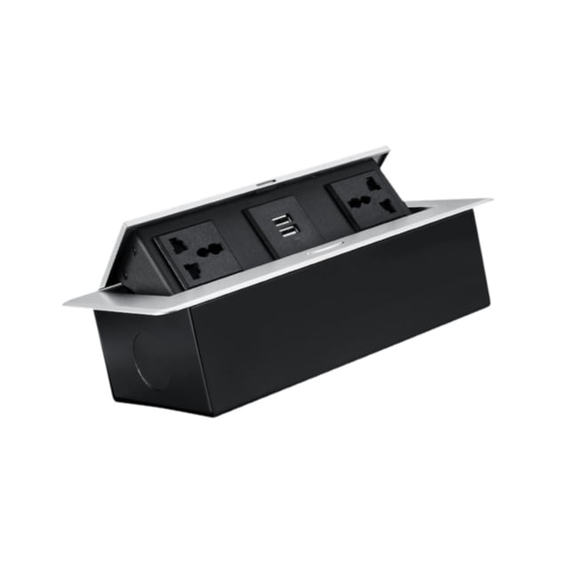 GUOOL Desktop Hidden Socket Computer Table Table Multipurpose Embedded Power Strip Silver