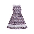 thumbnail image 1 of Robe Fille Vintage Dentelle Florale Bleue Col Rond Sans Manches Nœud 7 Ans, 1 of 1